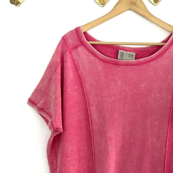 Anthropologie Saturday Sunday Dress Size Medium Pink Acid Wash Short Sleeve - Picture 3 of 8